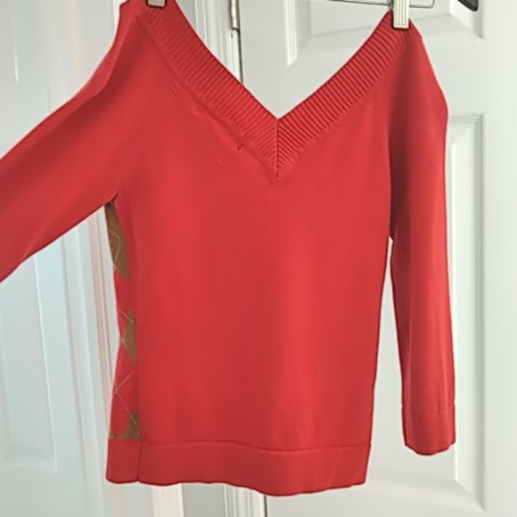 Rampage Red Argyle V-Neck Sweater - Picture 3 of 7